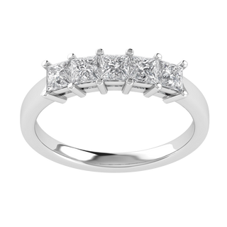 Princess Cut Five Stone Moissanite Wedding Ring