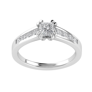 Princess Colorless Moissanite Diamond Engagement 14K White Gold Ring