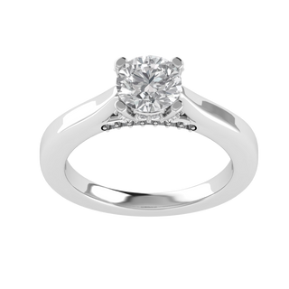 Solitaire Hidden Halo Round Cut Moissanite Engagement Ring