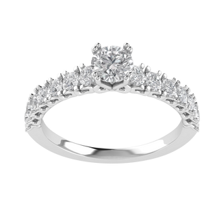 Solitaire With Accent Round Cut Moissanite Engagement Ring